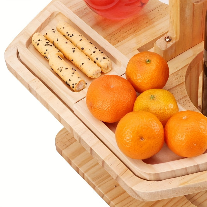 Spacious Wooden Snack Table with Wine Holder