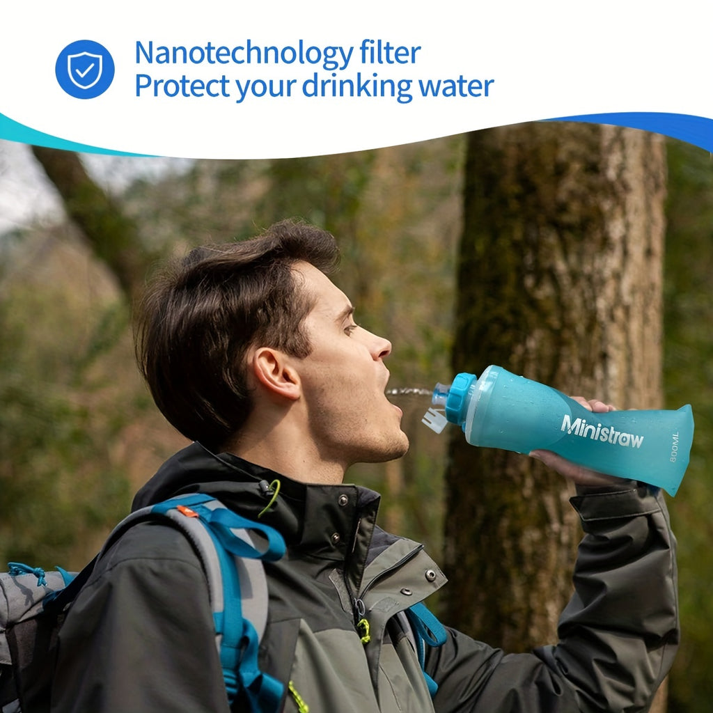 Collapsible Water Bottle with Filter Replaceable 27 oz