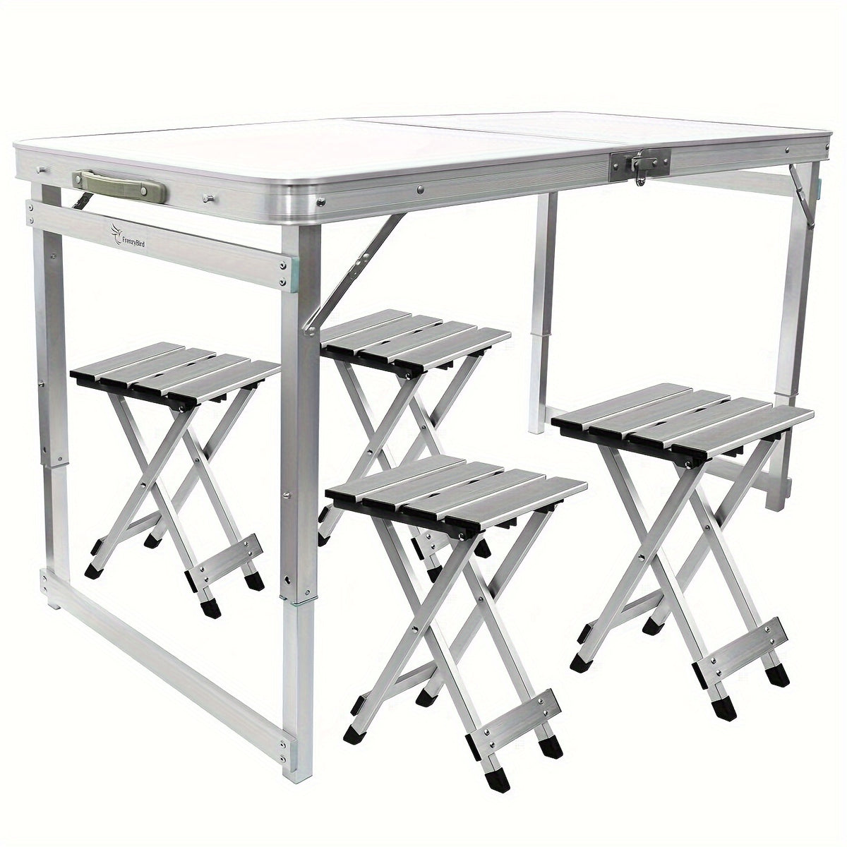 4-Person Portable Folding Picnic Table Set - Aluminum, Lightweight, Height Adjustable