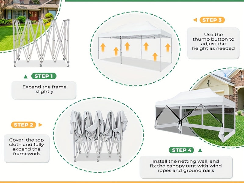 10x20ft Outdoor Canopy Tent with Sidewalls, Waterproof Canopy, Carry Bag with Wheels
