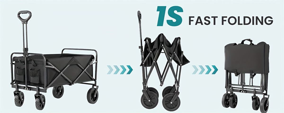 Collapsible Foldable Wagon Cart, Large Capacity with All-Terrain Wheels