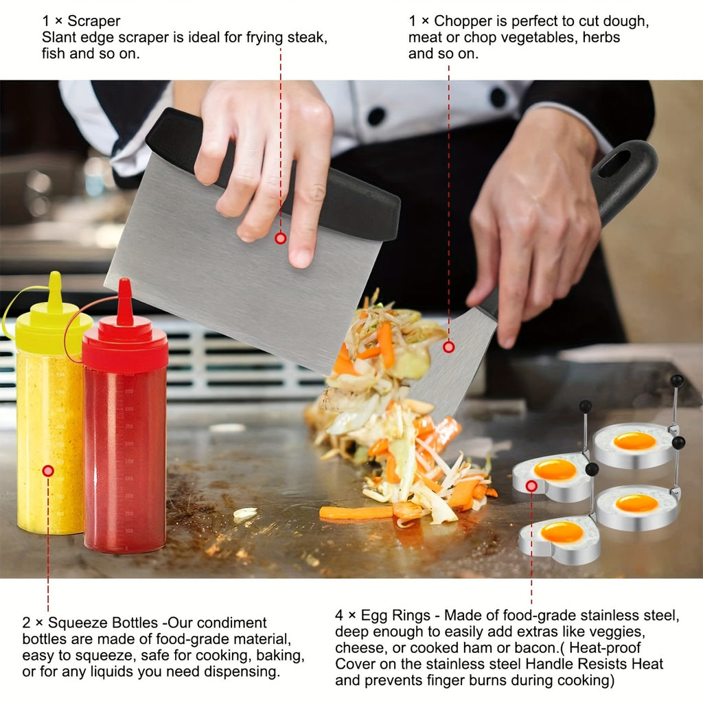 8pcs/39pcs  Griddle Accessory Set: Stainless Steel BBQ Tools