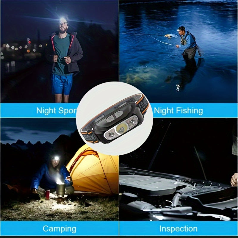LED Super Bright Wave Induction USB Charging Mini Headlight
