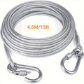 250 lbs Heavy-Duty Reflective Dog Tie-Out Cable - Stainless Steel with Swivel Snap Hooks