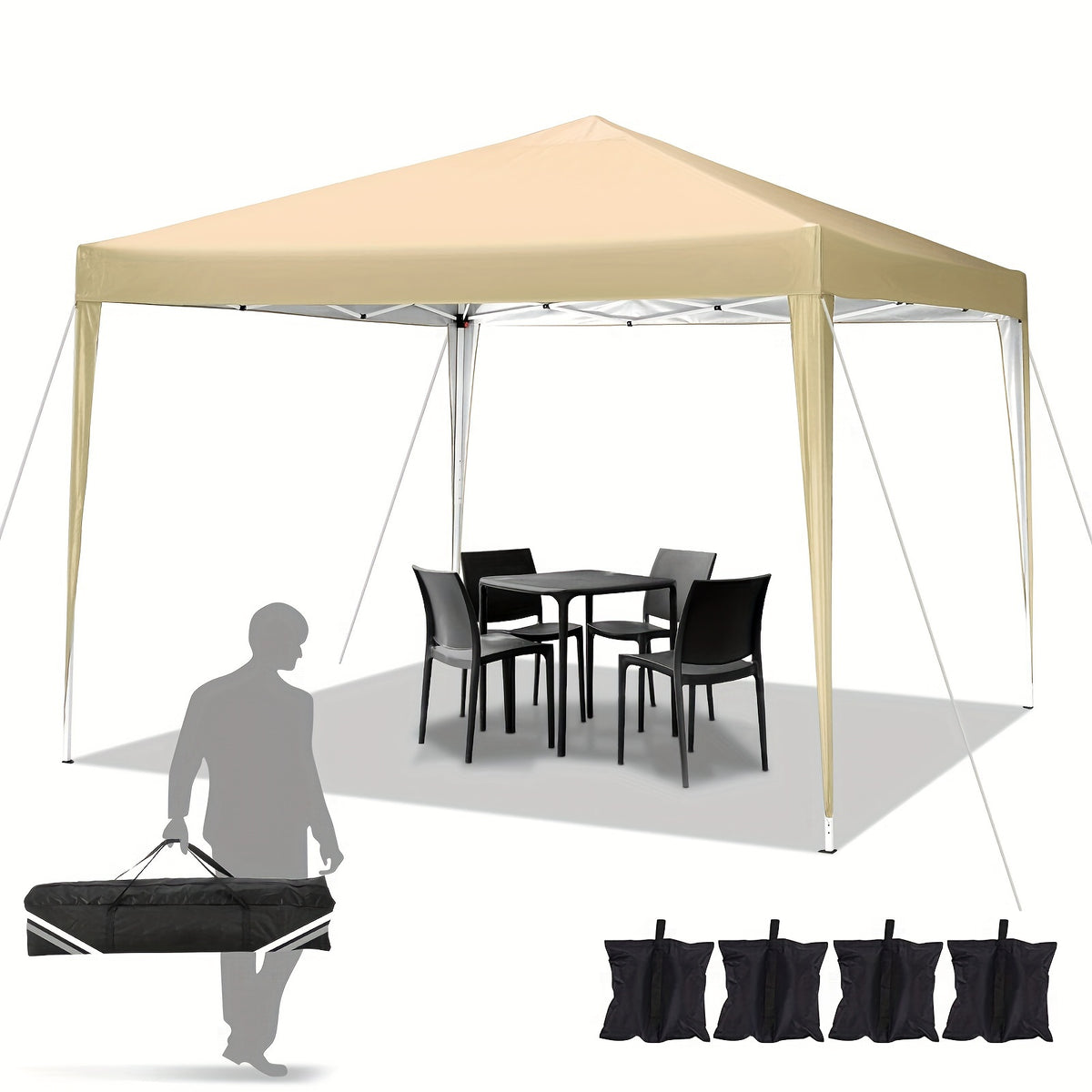 10x10 Ez Pop Up Canopy Tent, UPF 50+ Waterproof