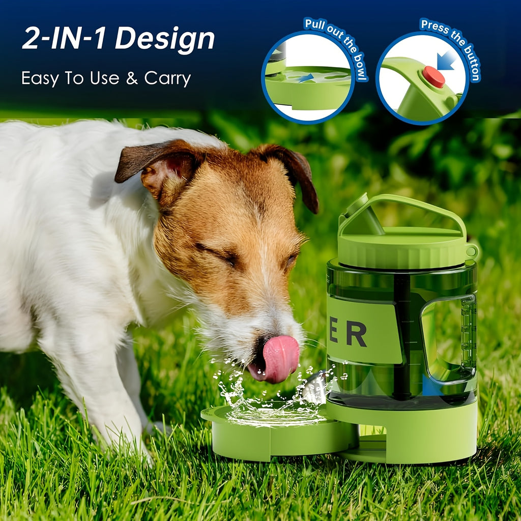 74oz Large Capacity Ocean Blue Dog Water Bottle with Built-In Bowl