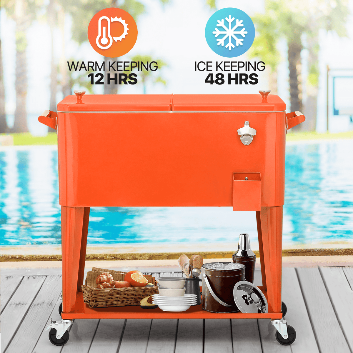 MADOG 80 Quart Rolling Ice Chest Cart