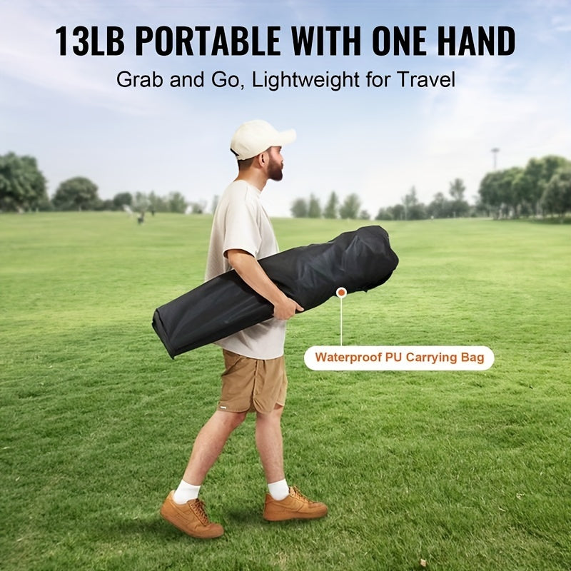 Heavy Duty Portable Folding Chair - with Side Pockets, Cup Holder, Cooler Bag