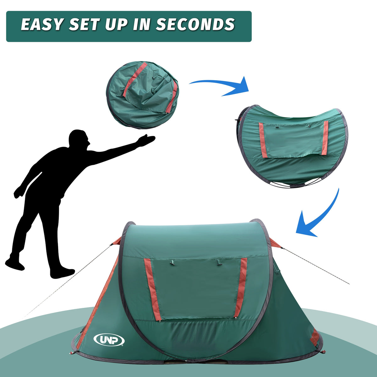 2 Person Portable Pop-Up Tent - Spacious Instant Setup