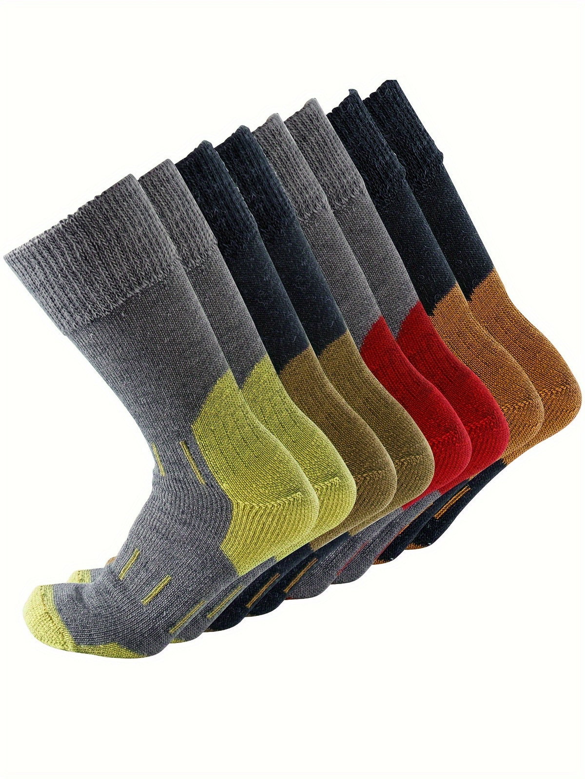 4pcs Men's Wool Wool Athletic Socks - Warm, Moisture-Wicking Mid-Calf Crew Socks