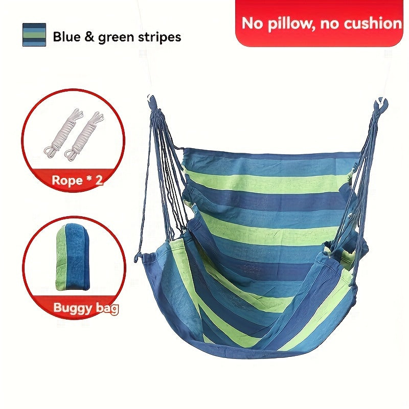 Deluxe Outdoor Hammock Chair - Soft Canvas Leisure Swing with Plush Pillow and Cushion