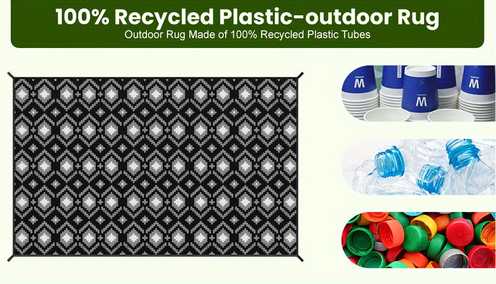 Outdoor Rug, Plastic Straw Reversible Mats Waterproof, Portable