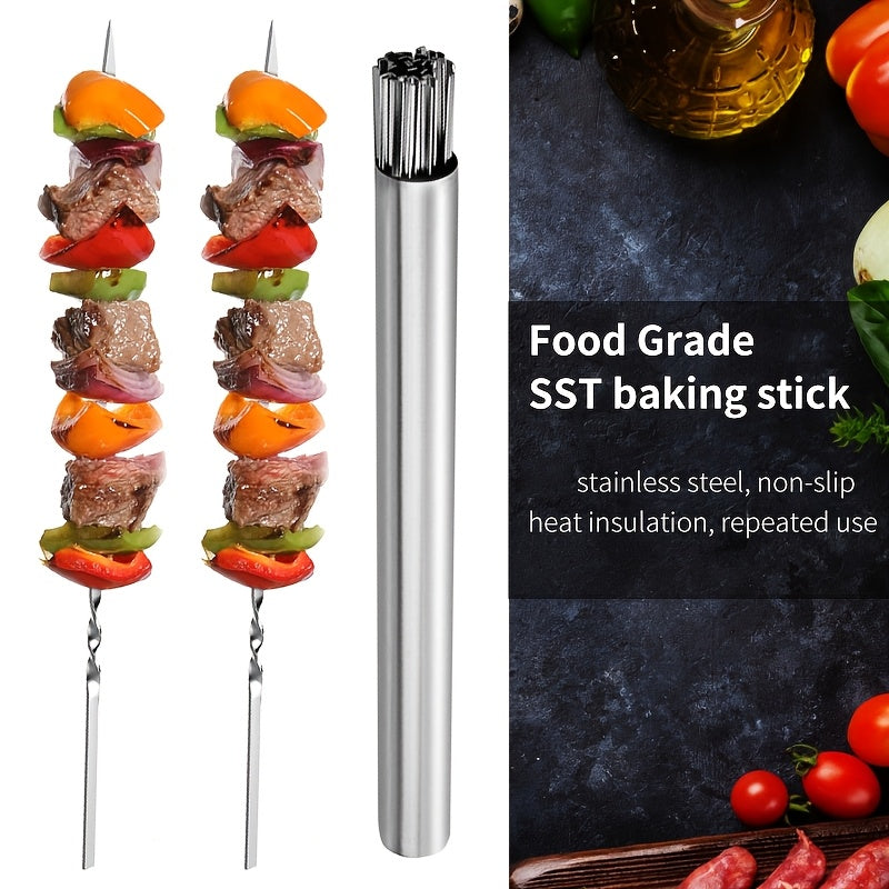 15pcs of Stainless Steel Skewers And 1 Storage Tube for Barbecuing