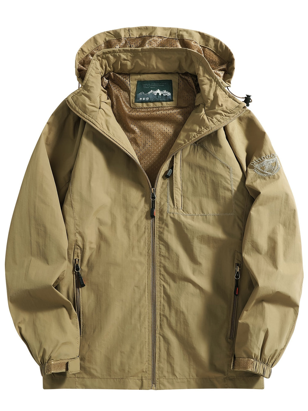 Men's Casual Zipper Pockets Detachable Hooded Windbreaker Jacket, Waterproof