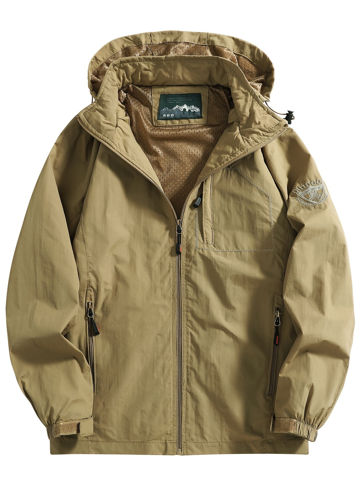 Men's Casual Zipper Pockets Detachable Hooded Windbreaker Jacket, Waterproof