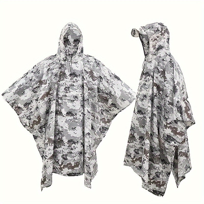 Camouflage Rain Poncho For Adults, Raincoat For Camping Hiking Walking