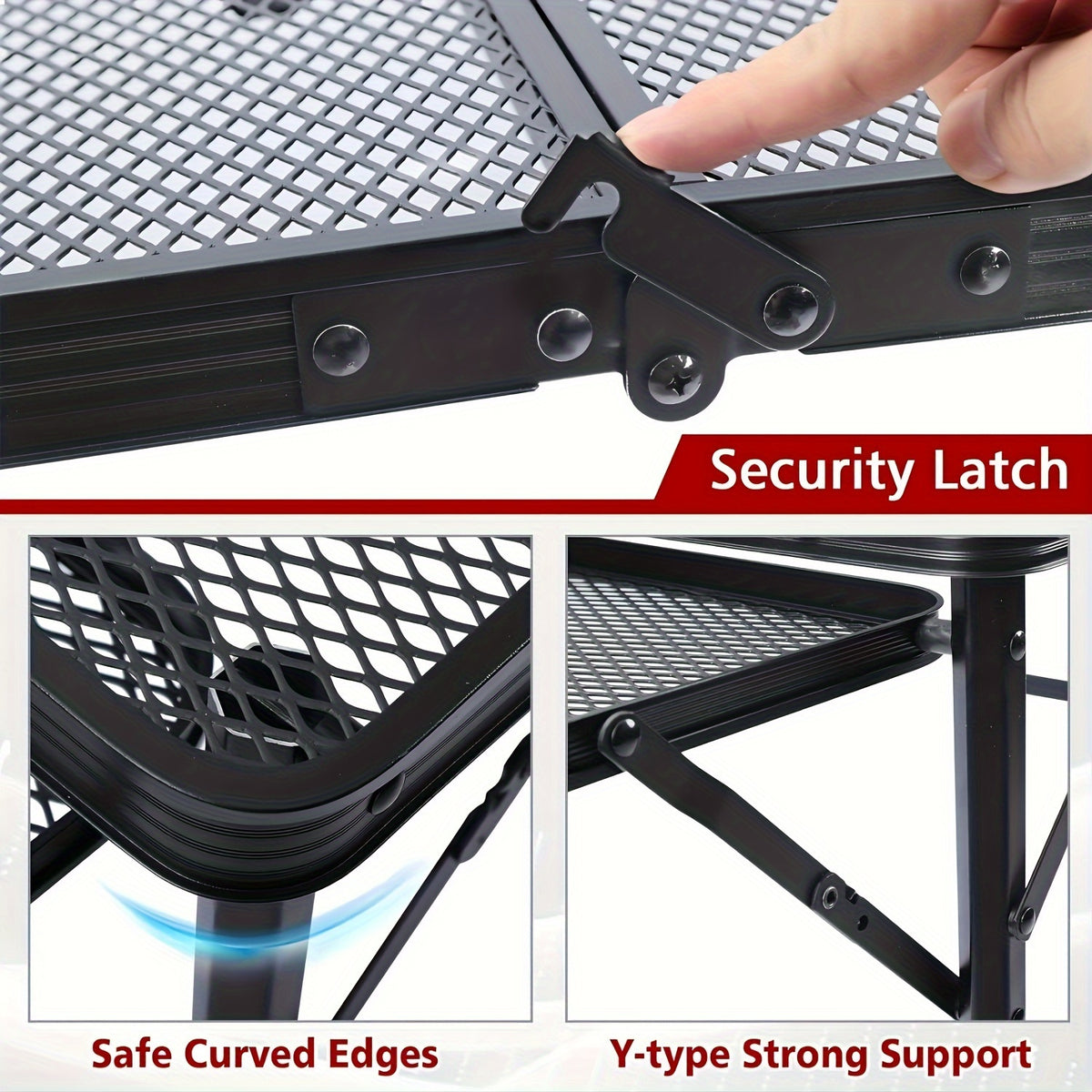 Family Camping Table with 2 Side Frames Folding Metal Grill