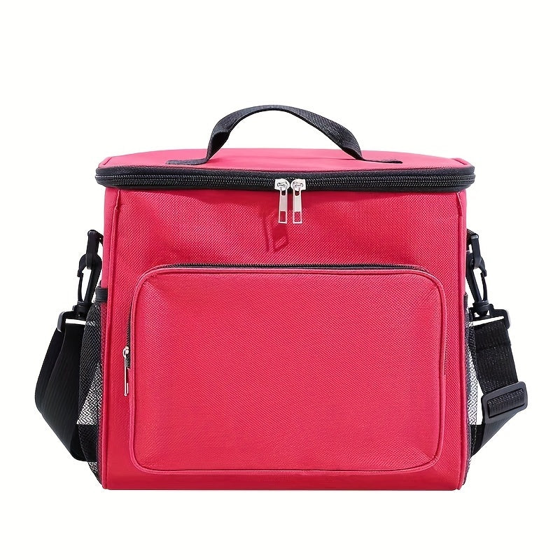 Large Capacity Insulated Color Block Lunch Bag - Foldable