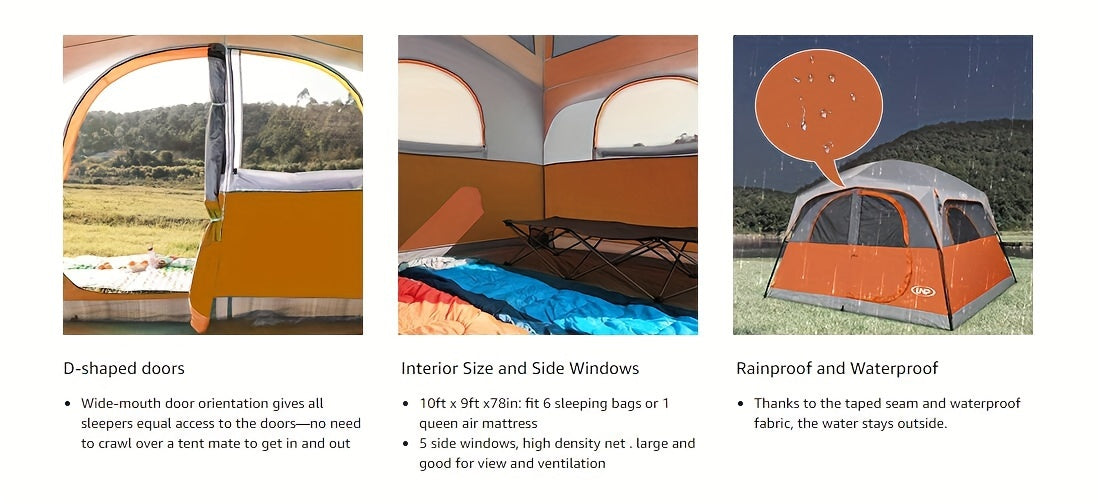 6 Person Tent Easy Setup Camping Tent For Family Camping