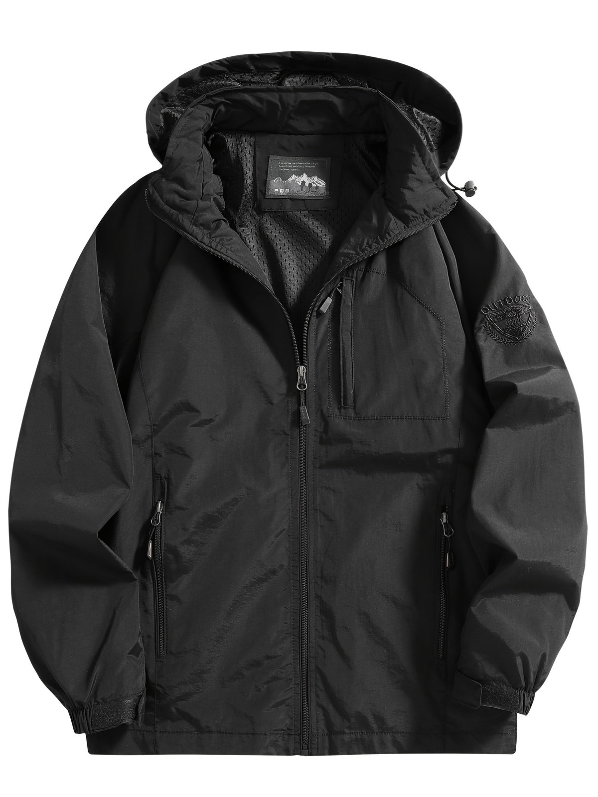 Men's Casual Zipper Pockets Detachable Hooded Windbreaker Jacket, Waterproof