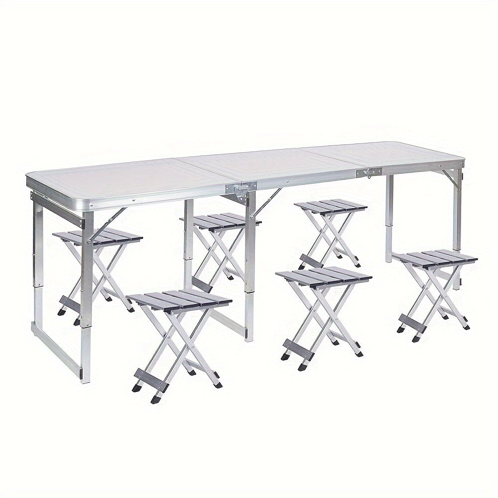 4-Person Portable Folding Picnic Table Set - Aluminum, Lightweight, Height Adjustable