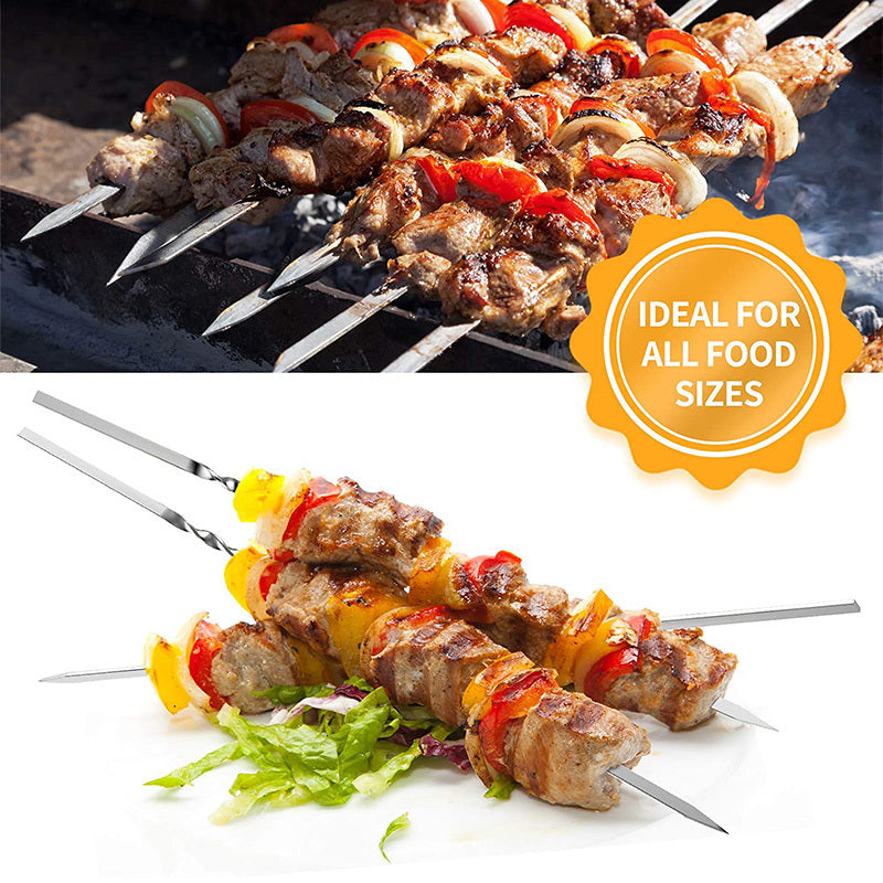 15pcs of Stainless Steel Skewers And 1 Storage Tube for Barbecuing