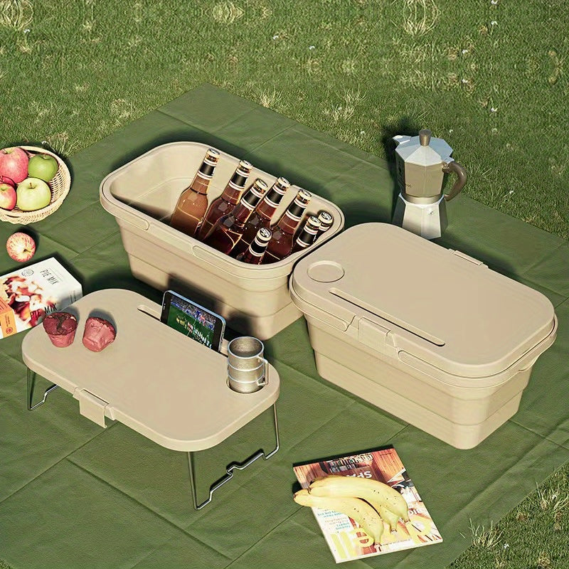 1pc, Heavy Duty Foldable Picnic Basket with Lid