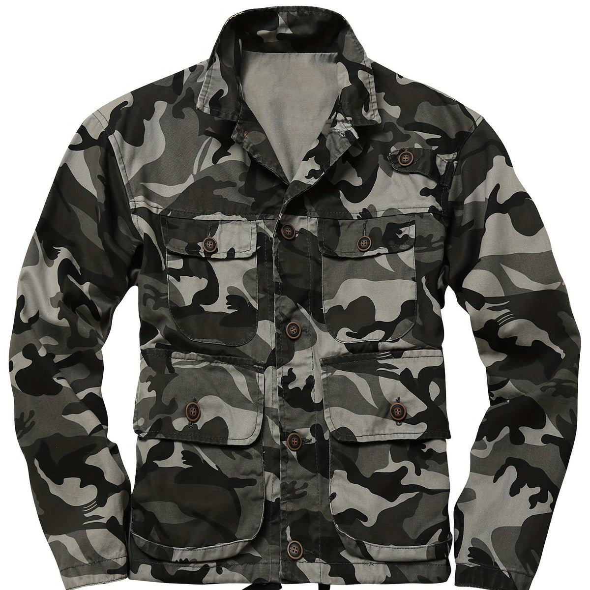 Men's Stylish Camo Cargo Windbreaker Jacket - Water-Resistant