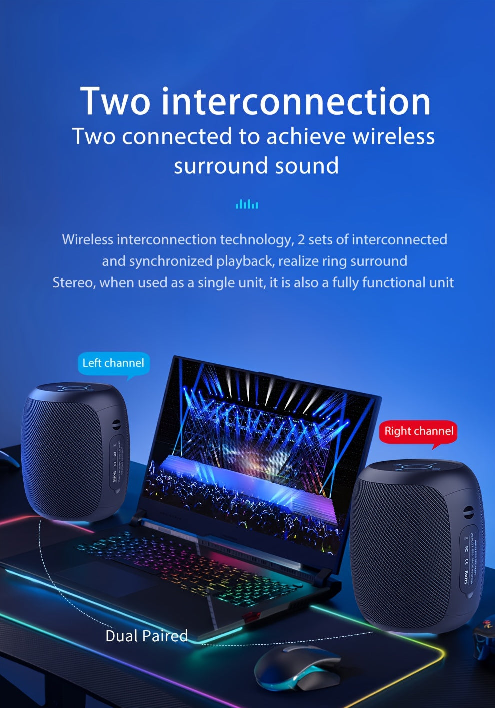 10W Wireless Speakers, Outdoor Portable