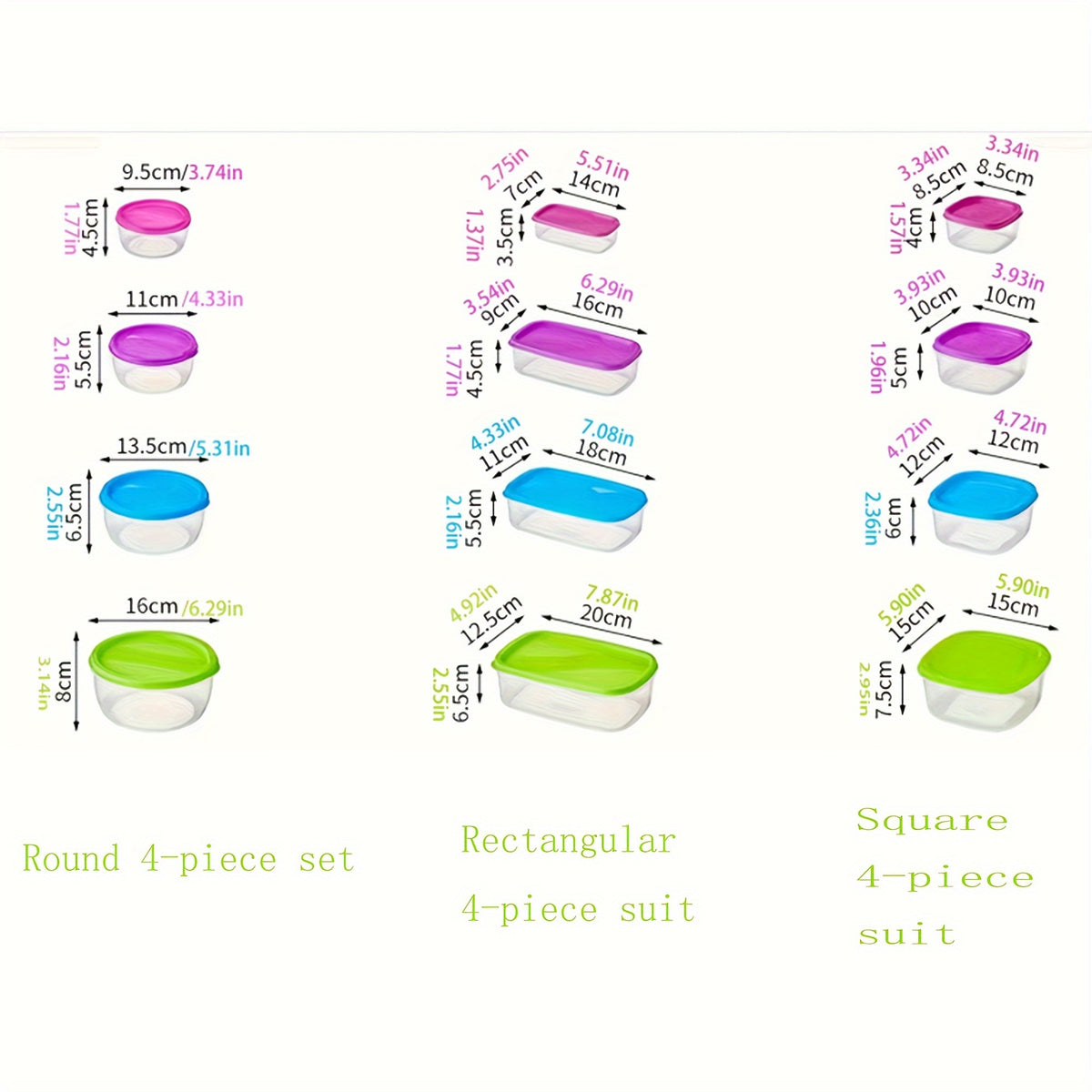 Fresh-keeping Box 4/5/6pcs Set with Lid Food Storage Container