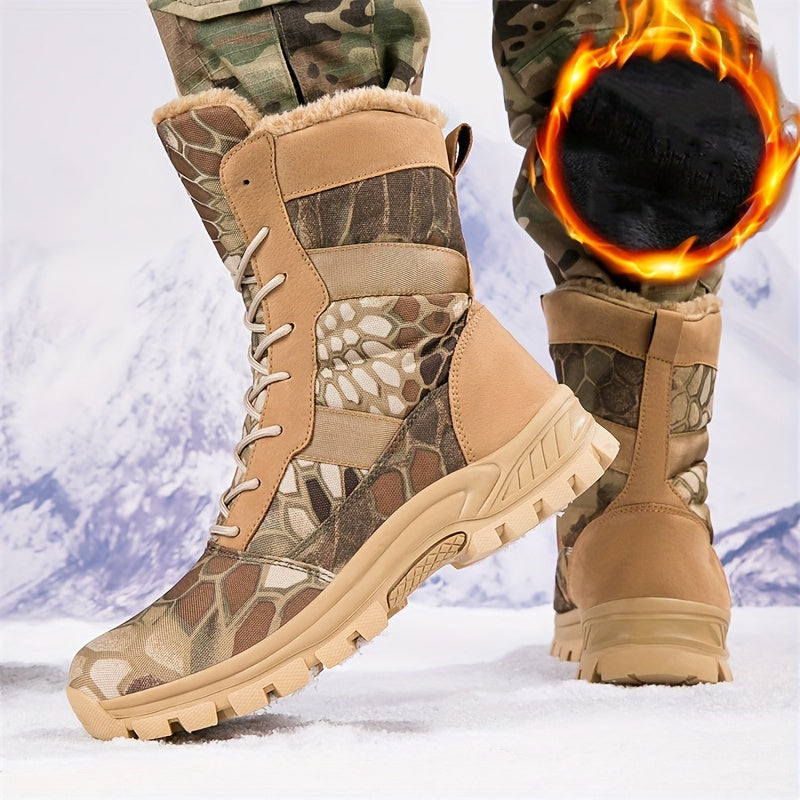 Men's Tactical Boots - Non-slip High-top Lace-up Fleece Warm Boots
