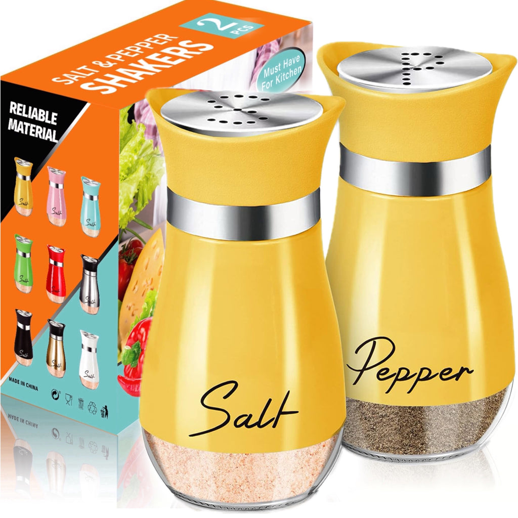 Salt And Pepper Shaker Set, 4-Ounce Glass Bottom