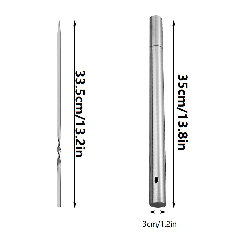 15pcs of Stainless Steel Skewers And 1 Storage Tube for Barbecuing
