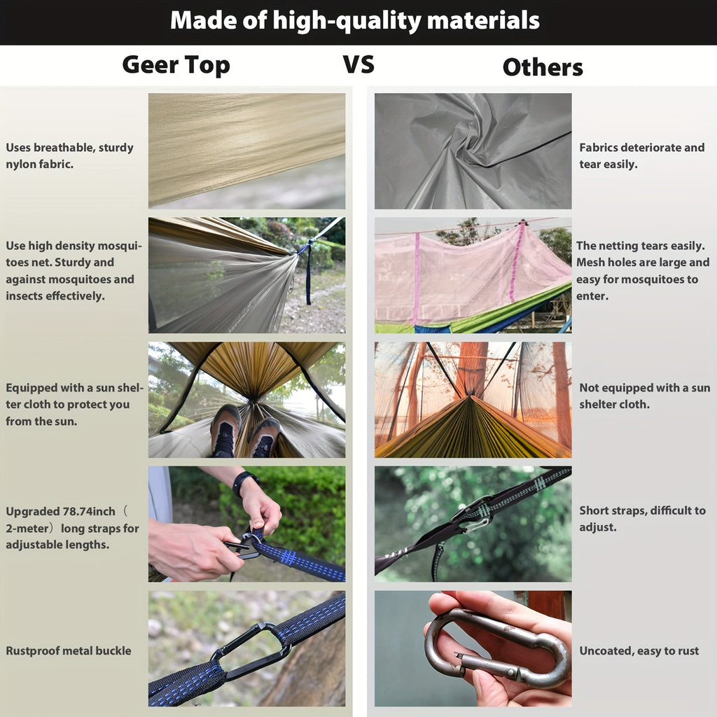 3-in-1 Outdoor Hammock | Double Sleep Rest Camping Hammock with Mosquito Net