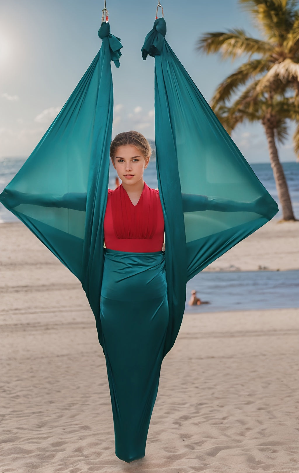 1set Elastic Fabric Yoga Hammock Swing Set | Aerial Silks, Cuddle Swing