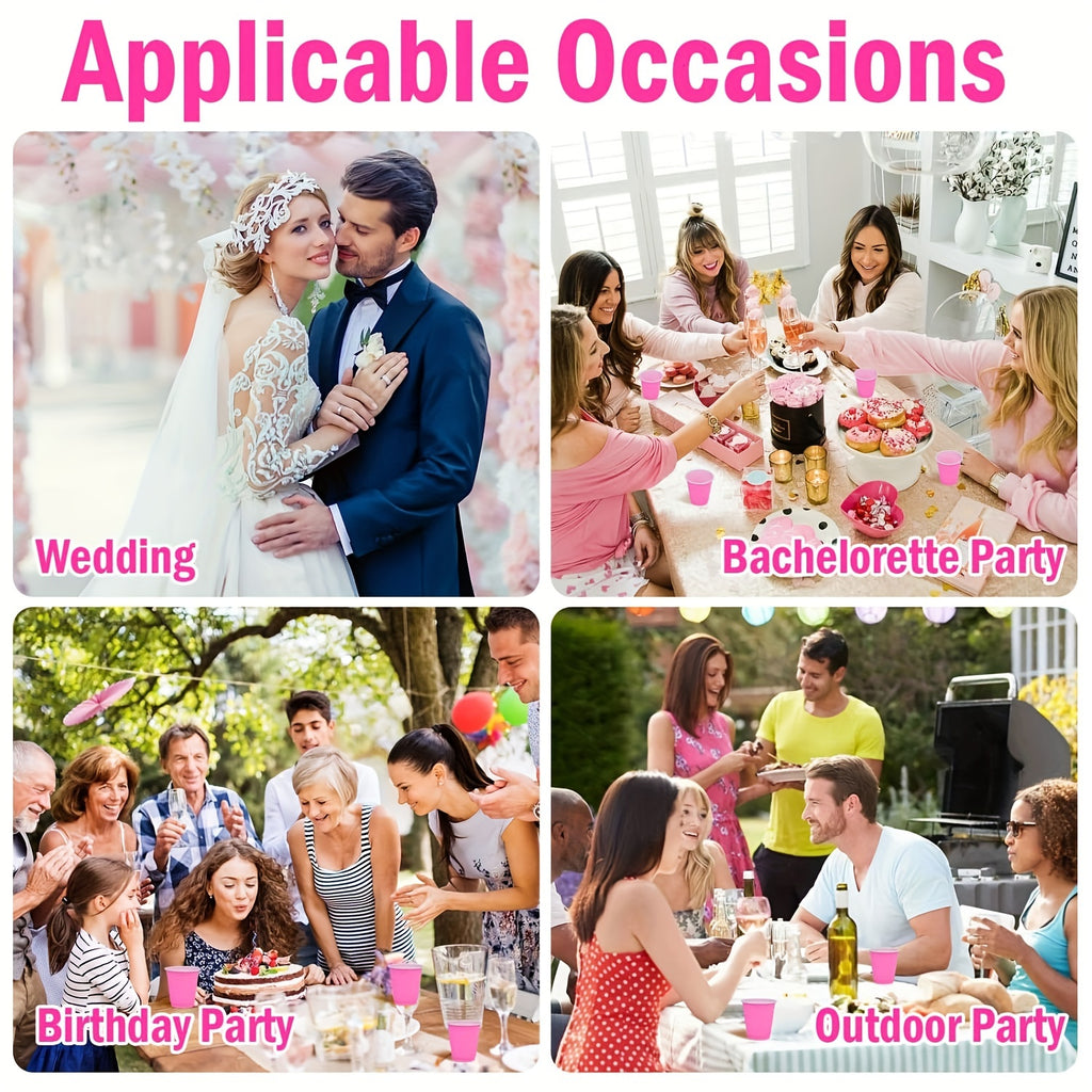Hot Pink Party Cups, 10/40/60pcs | 2oz, Single Serving