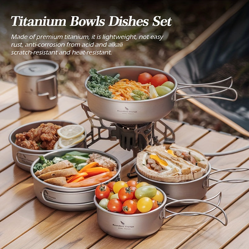 5pcs/set, Titanium Bowl And Pot Set, Foldable