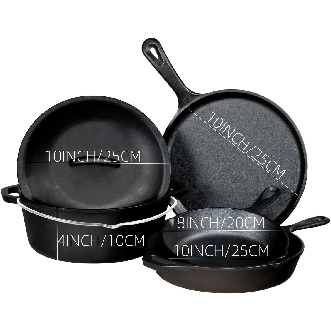 Cast Iron Cookware Series - 6PC/5PC/4PC Sets