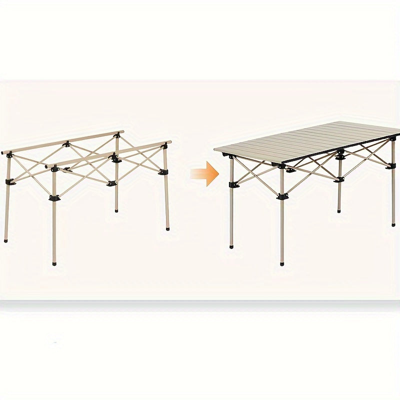 Khaki Camping Table Set 7 Pieces Dining Table Set With 6 Chairs