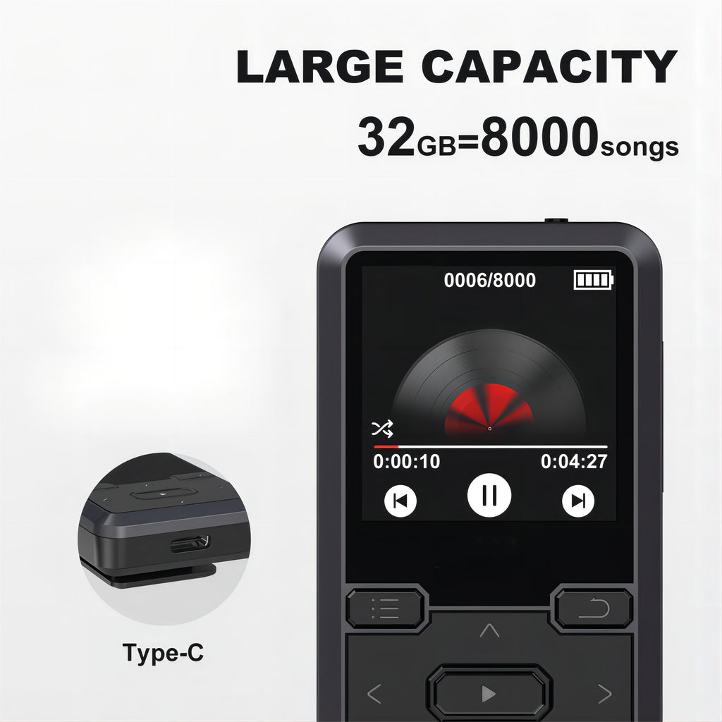 32GB Mini Portable MP3 Player - Exceptional High-Fidelity Sound