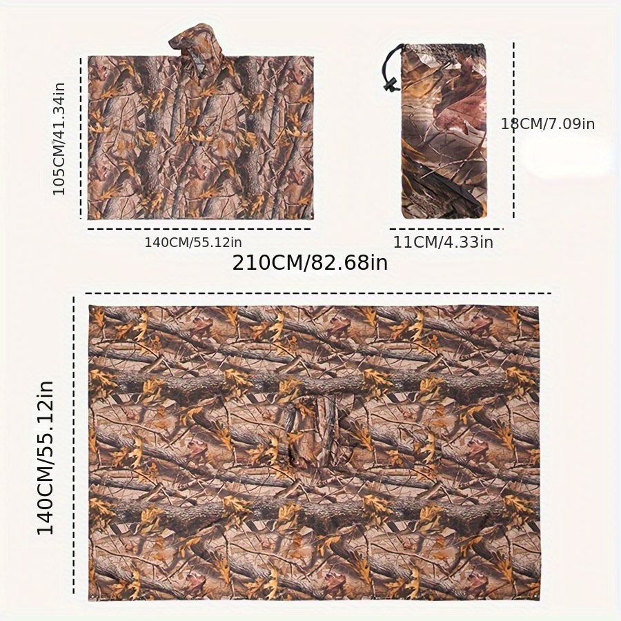 Camouflage Rain Poncho For Adults, Raincoat For Camping Hiking Walking