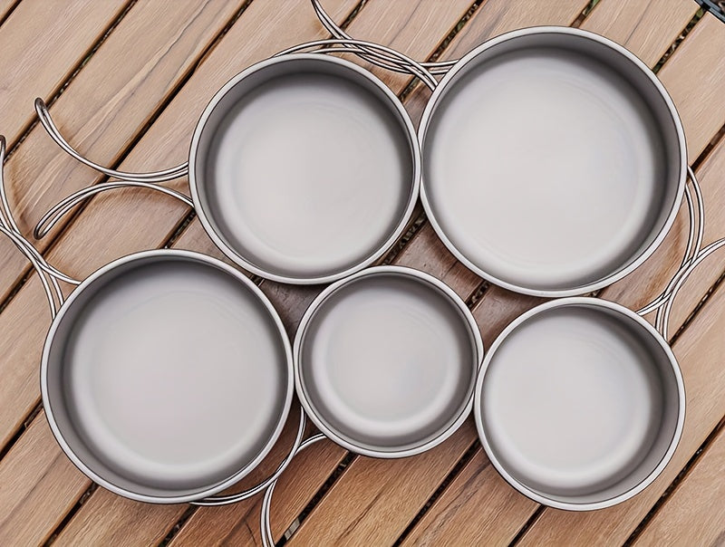 5pcs/set, Titanium Bowl And Pot Set, Foldable