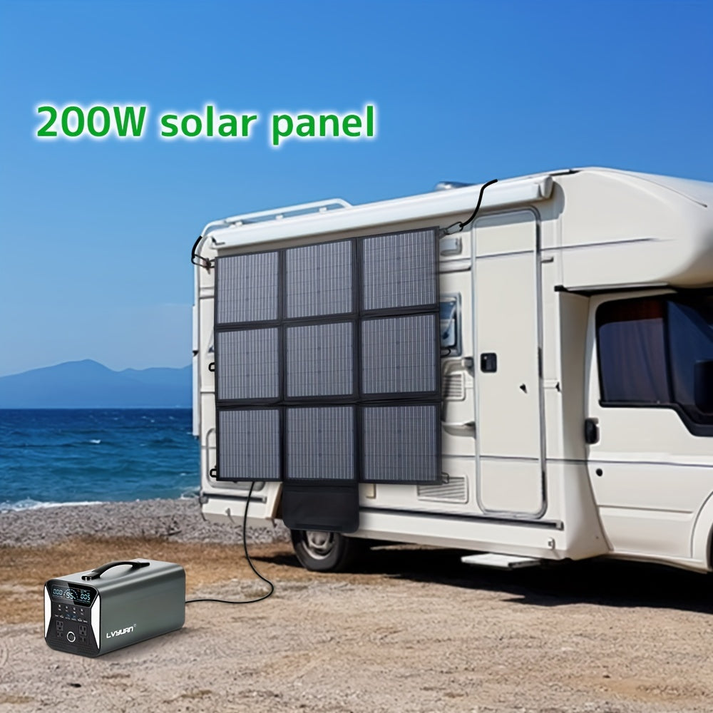 200W Portable Solar Panel with Adjustable Kickstands & Foldable Design