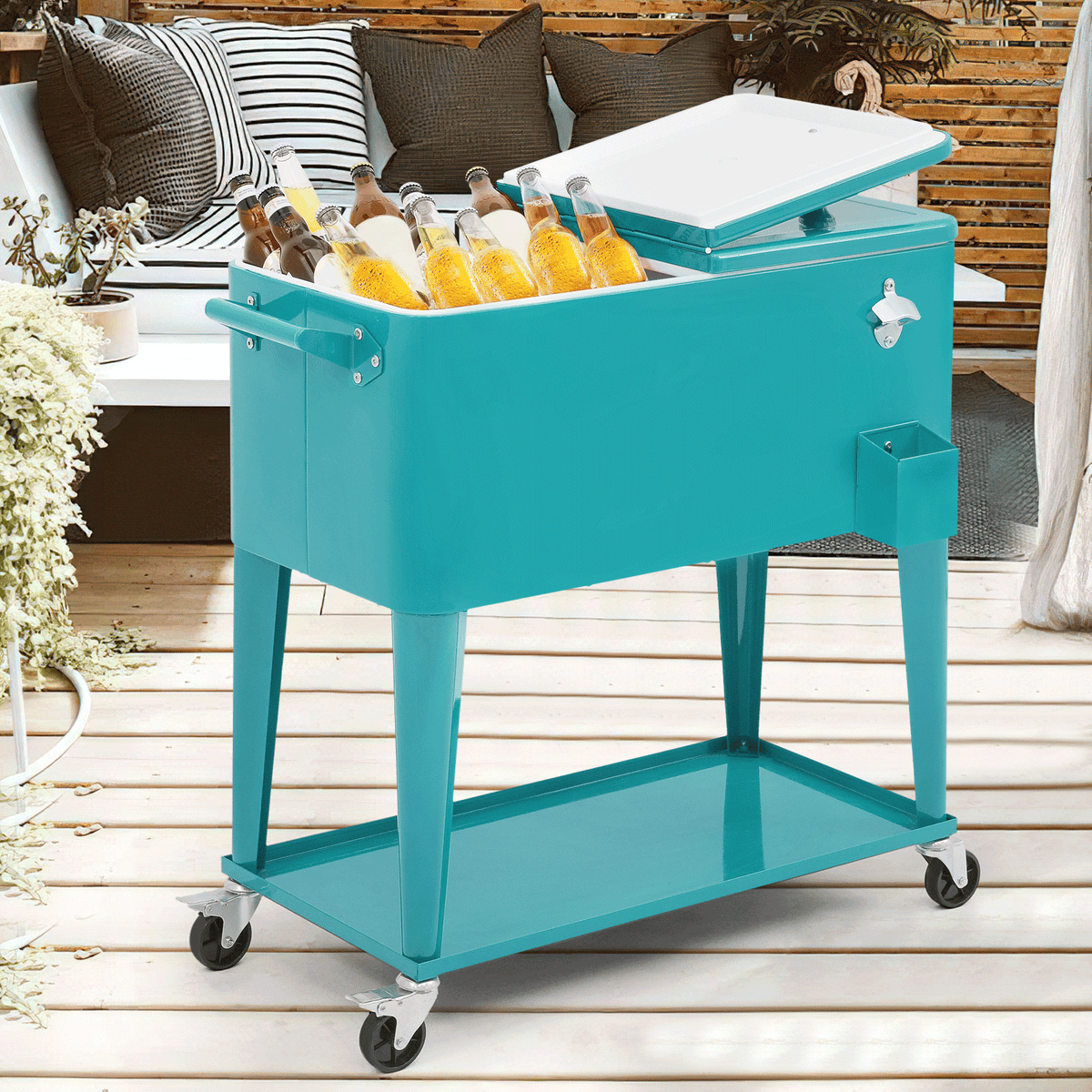 MADOG 80 Quart Rolling Ice Chest Cart