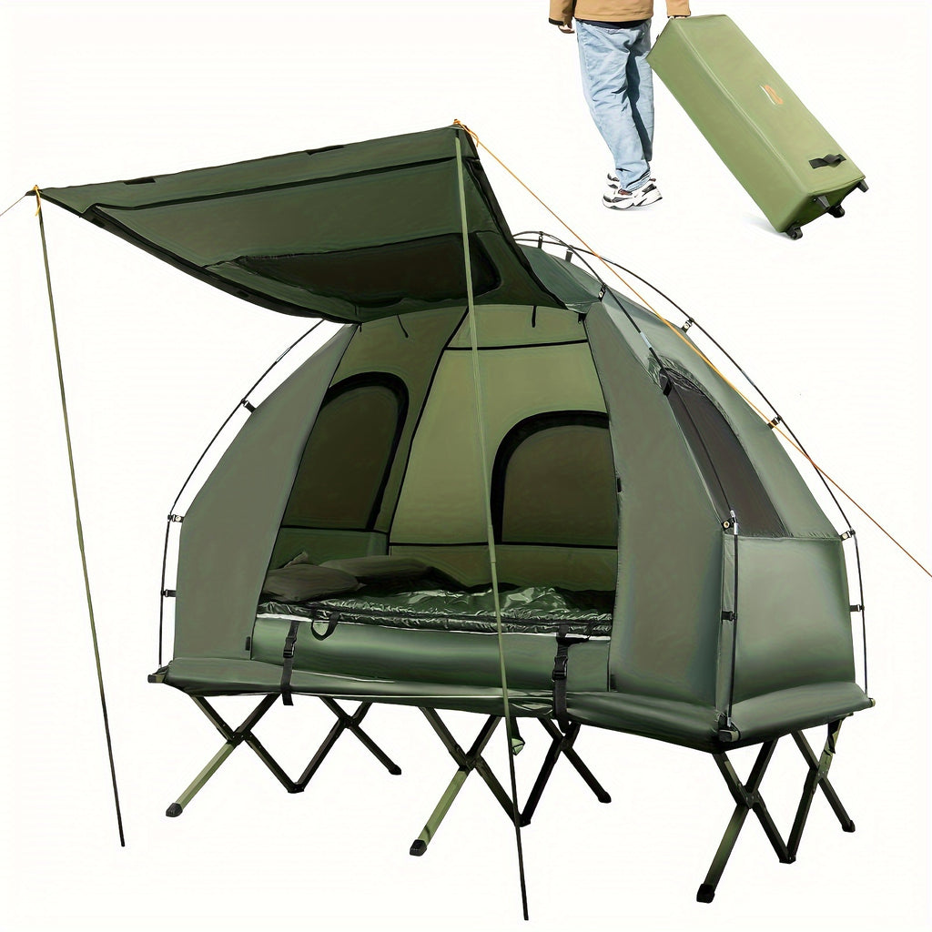 2-Person Compact Portable Pop-Up Tent/Camping Cot W/ Air Mattress & Sleeping Bag