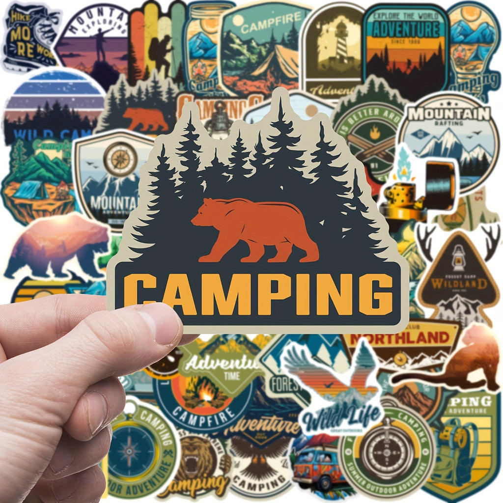 50pcs Outdoor Hiking Adventure Camping Stickers Pack
