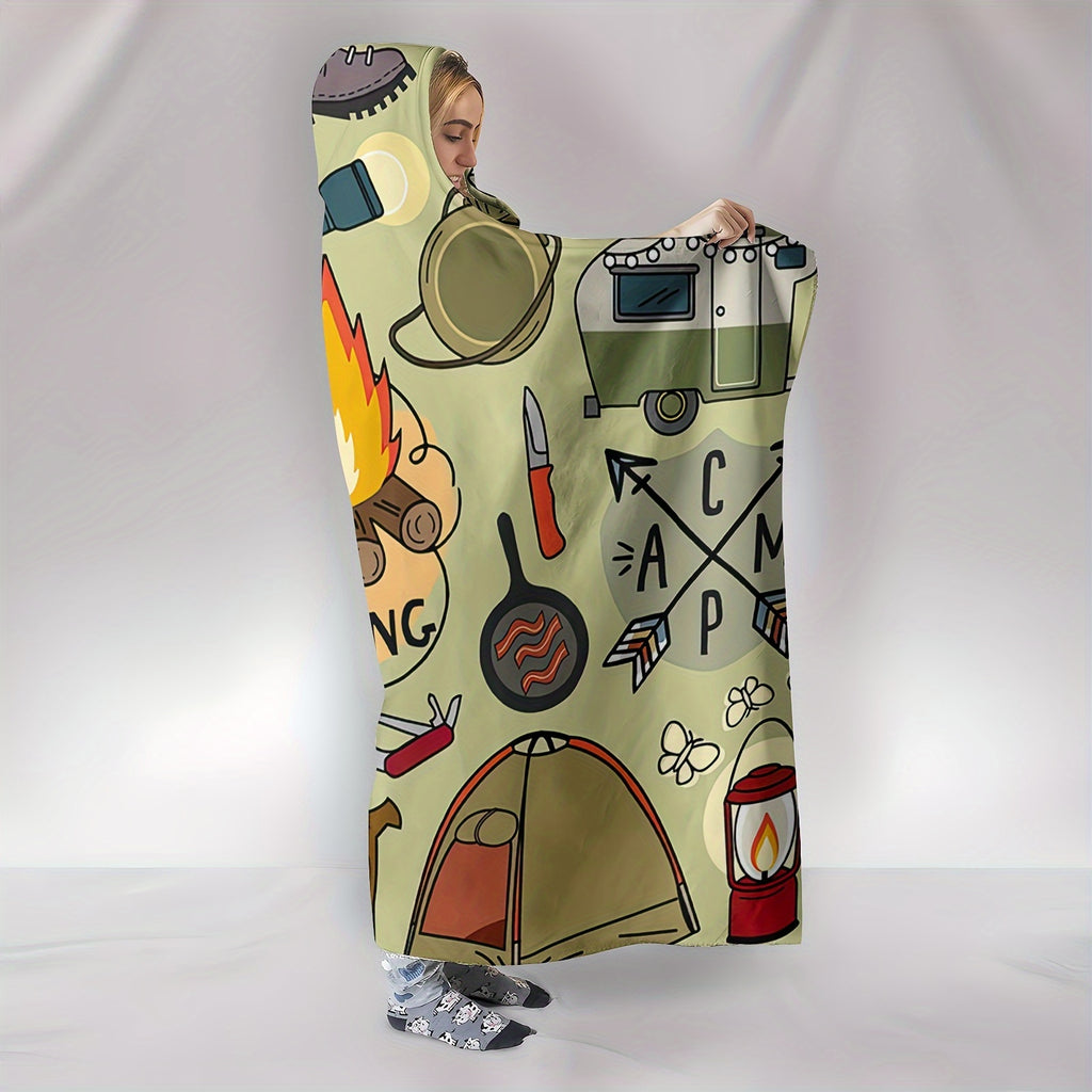 Camping Hooded Blanket Thick Nap Wearable