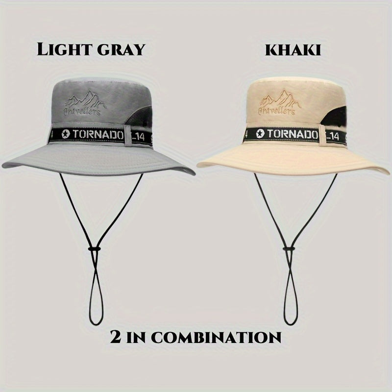 2-Pack UV Protection Breathable Embroidery Mountain Bucket Hats