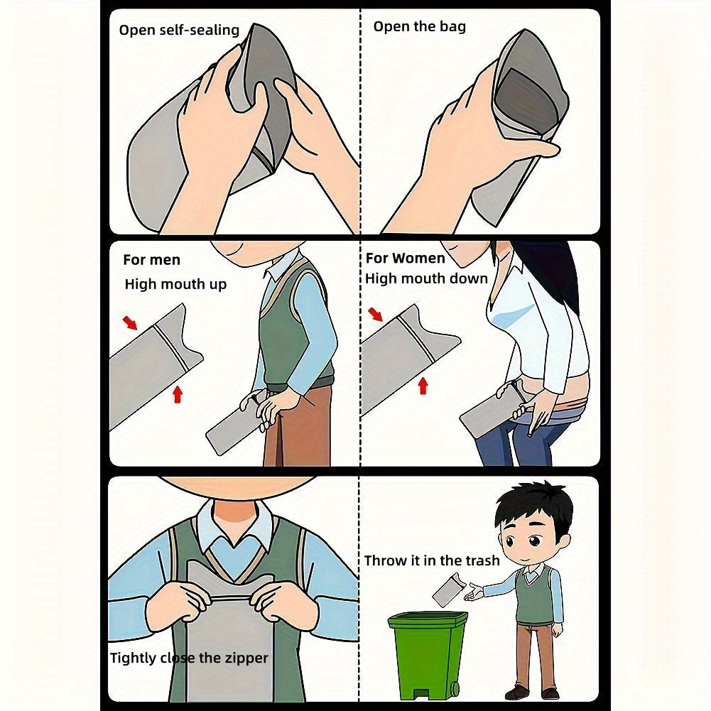 12/24pcs Portable Unisex Emergency Urine Bags - 750ML