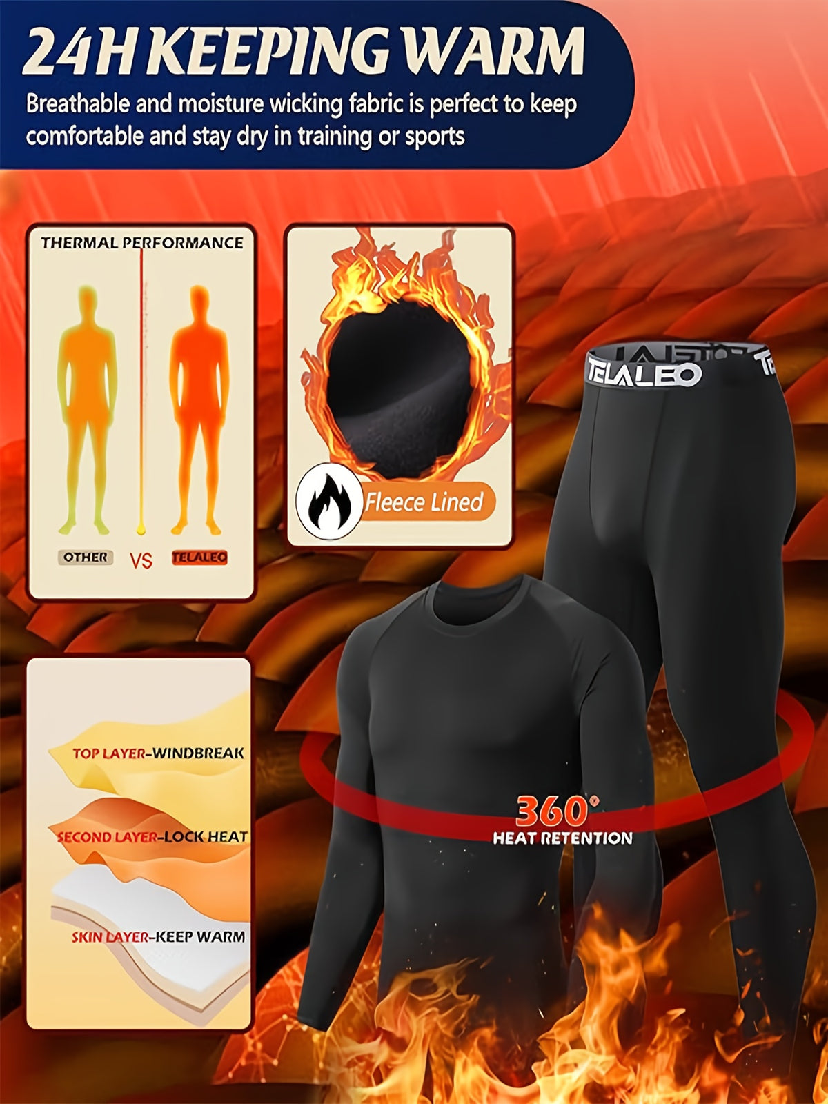 4 Set Mens Thermal Underwear
